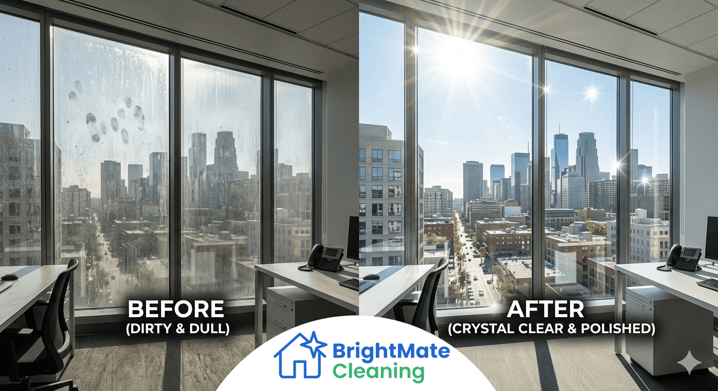 Glass cleaning before and after